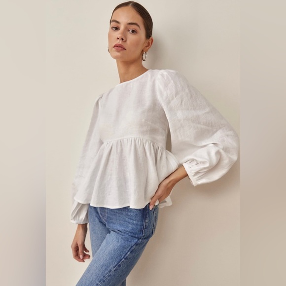 NWOT Reformation Rumi Linen Top in White - Picture 2 of 11